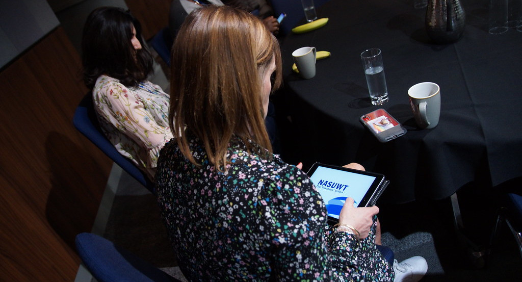 Delegate using the Conference mobile app. Photo: NASUWT