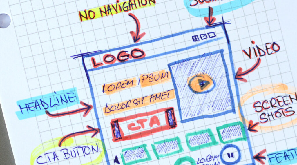 Mock up drawing for a landing page. Photo: Adrian825 / Getty Images
