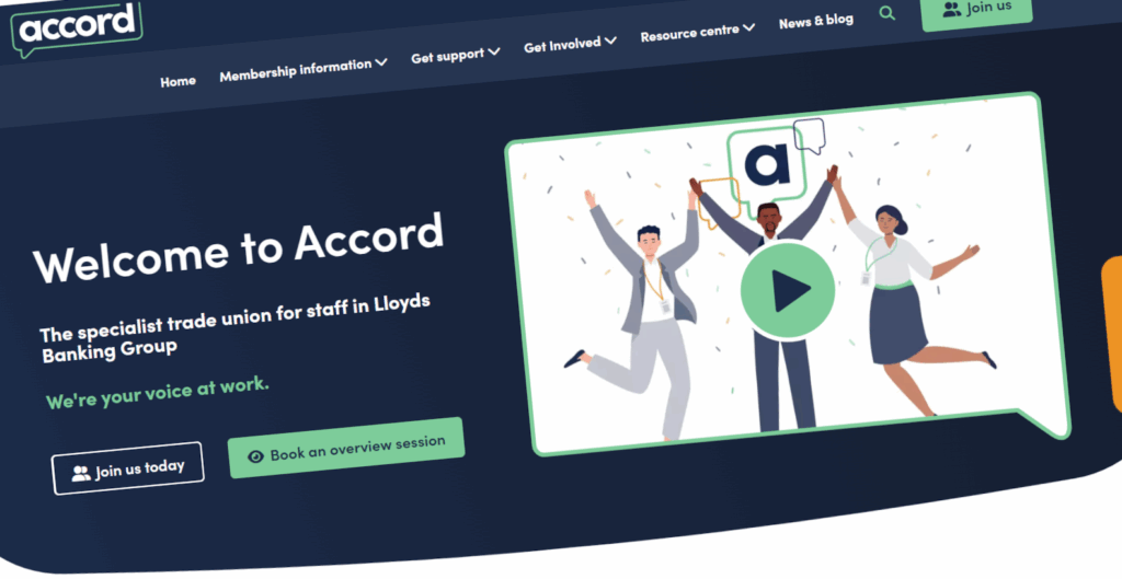 Screenshot from Accord's landing page for new starters at Lloyds Bank Group.